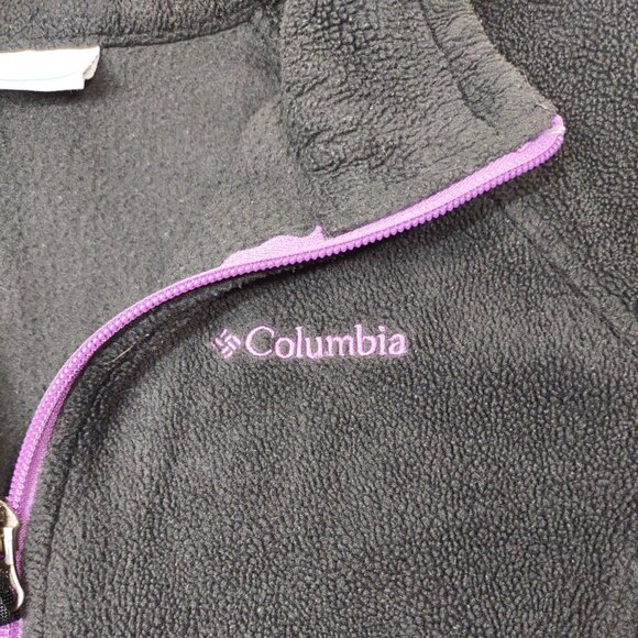 Columbia Fleece Black with Purple Zipper, Size Kids Large - Picture 3 of 7